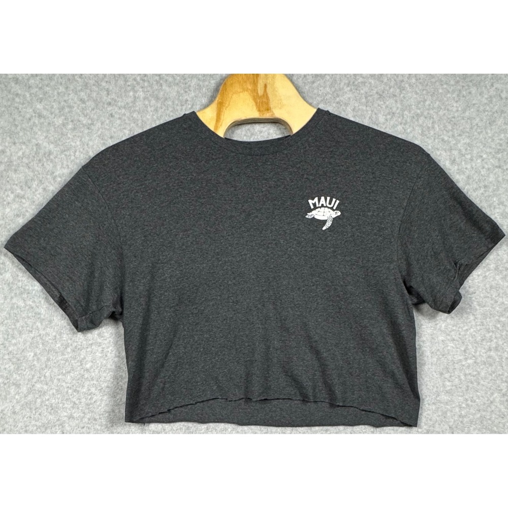 Unbranded Maui T-Shirt Women Large Gray Good Cropped Raw Hem Souvenir Graphic